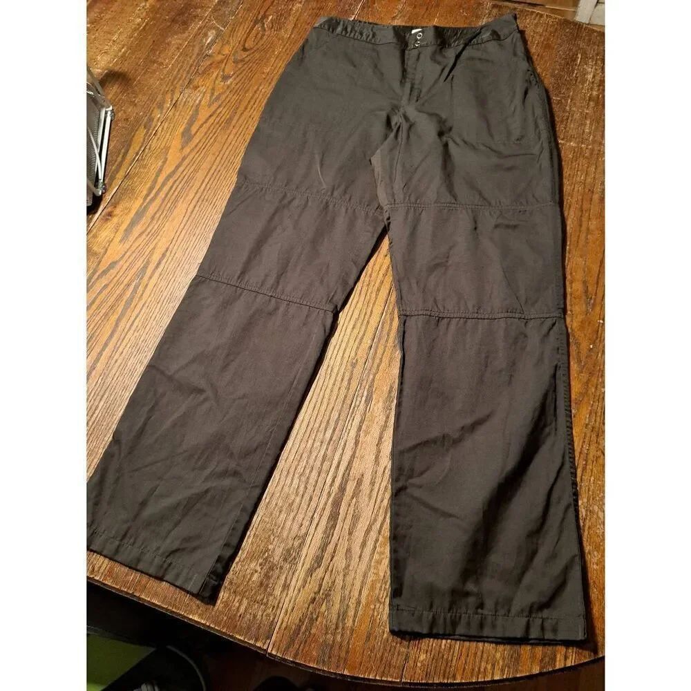 Chico’s Size 2 Sz 12 Black Gray Casual Pants Snap Pockets Nylon Cotton Stretch